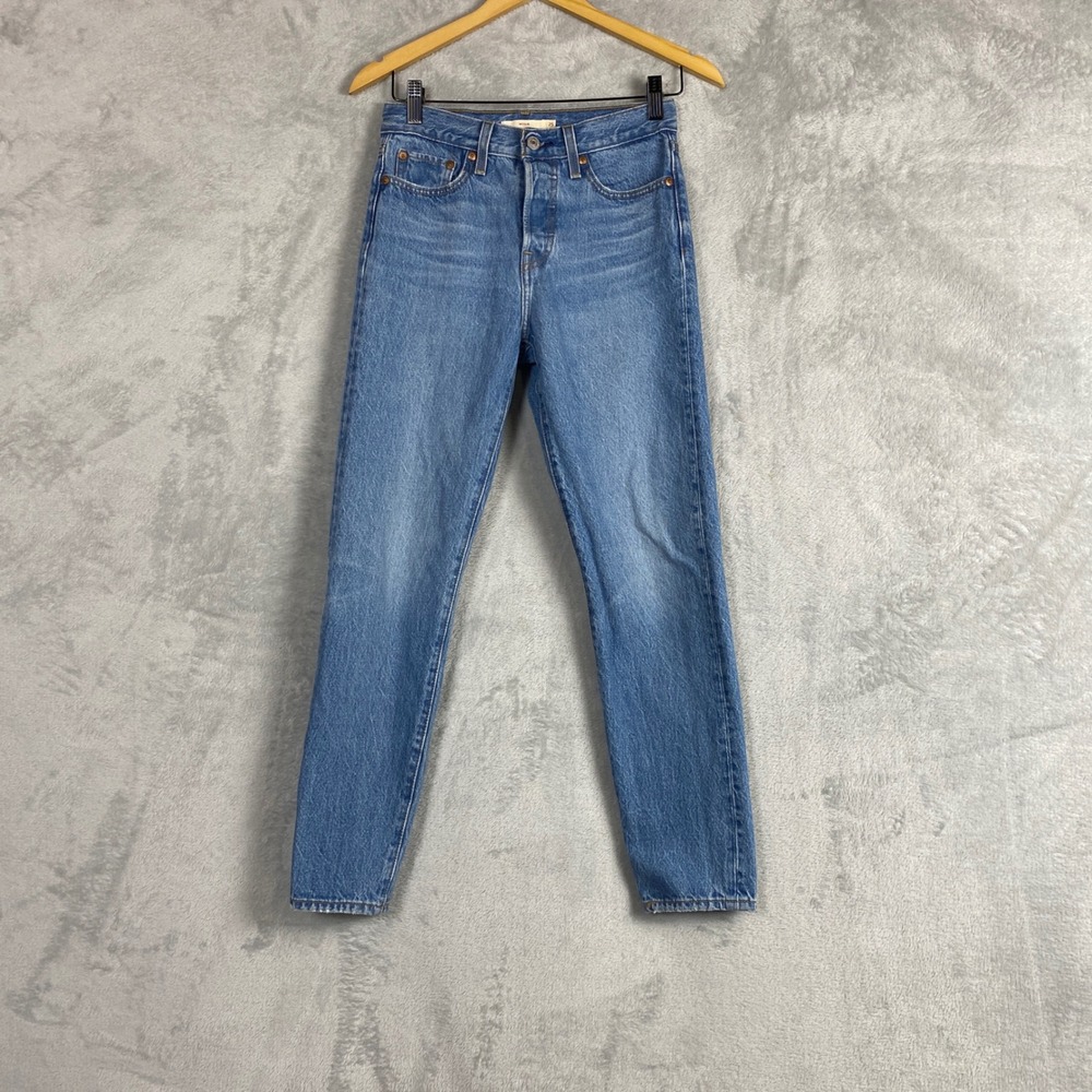 Levis Wedgie High Rise Tapered Jeans Medium Wash Blue 22861-0095 Womens 25